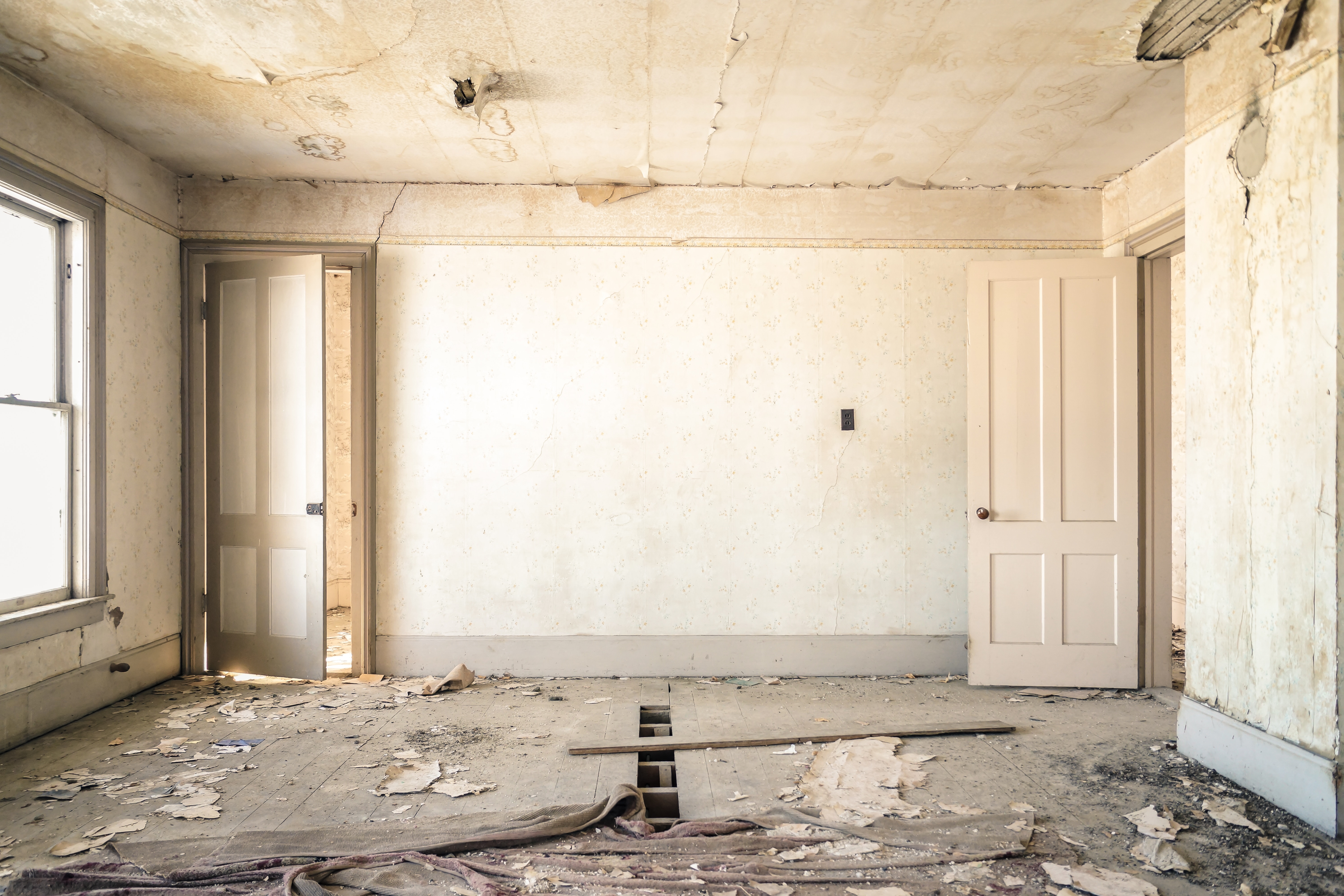 This is an empty room in a home that's being renovated.